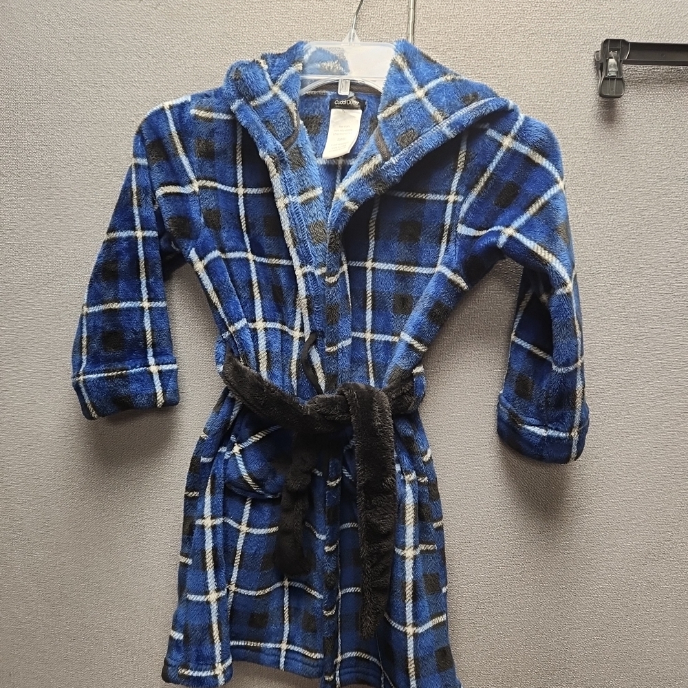 Cuddl Duds Blue Plaid Kids Robe